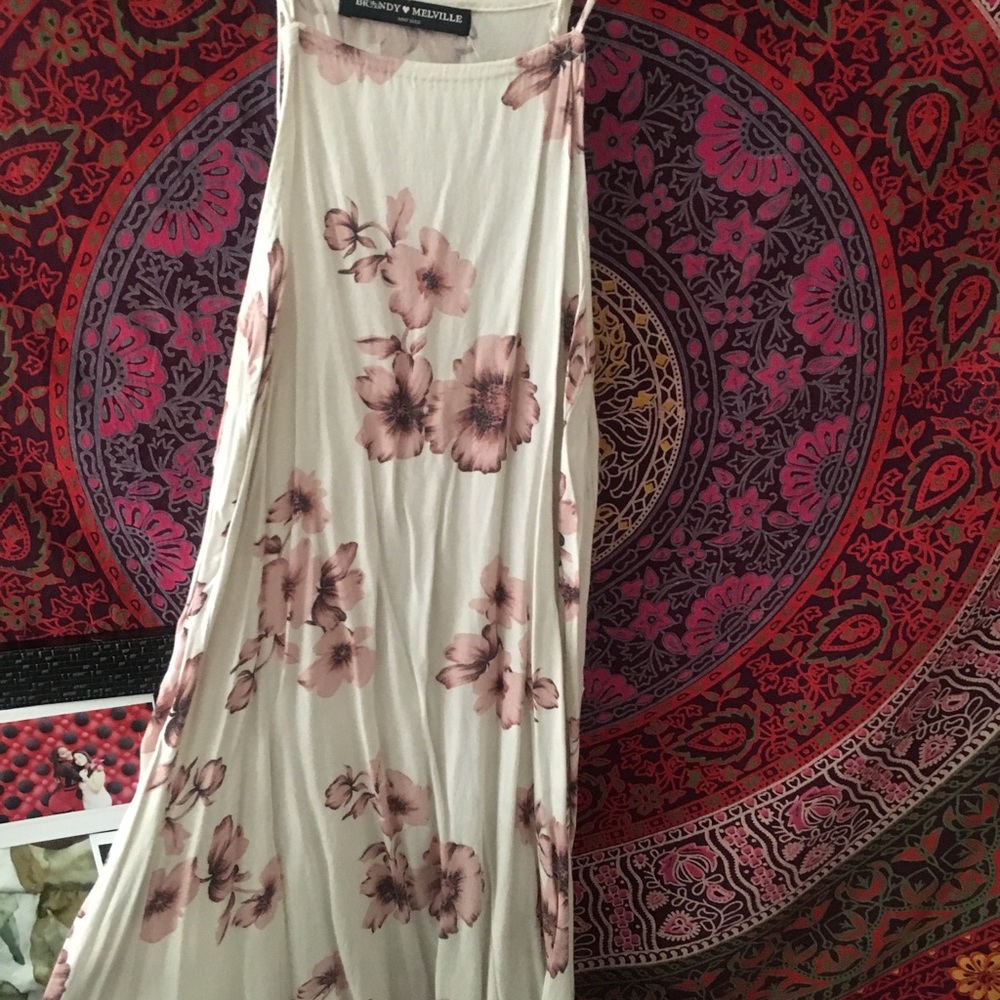 Brandy white & pink floral halter dress